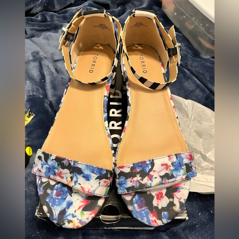 Torrid Black Floral Block Heels
